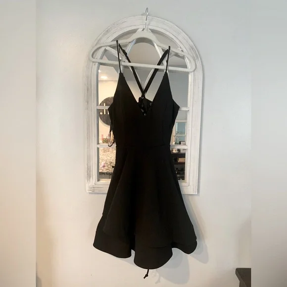 little black dress flowy Shop Black V-Neck Short Sleeve Flowy Dress - for Women | OUTZIDR main image 0